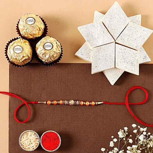 Rose Gold Rakhi & Sweet Delights