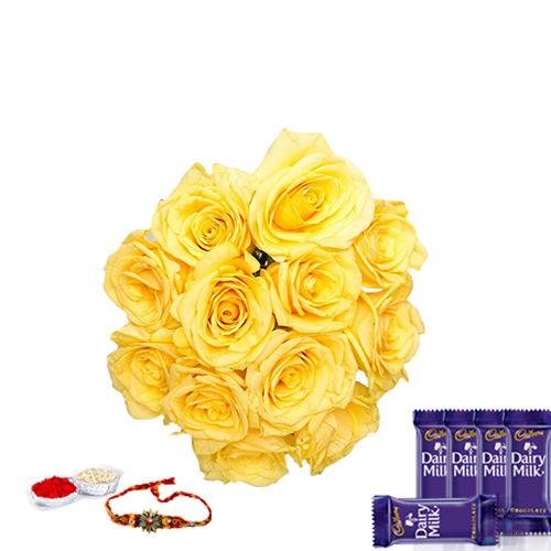 Caring Roses - Rakhi & Dairy Milk