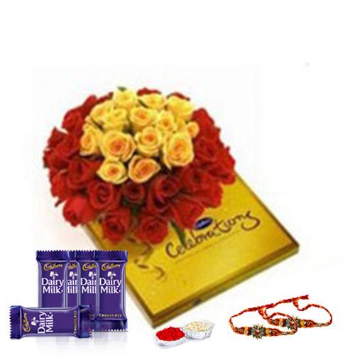 Delightful Roses & Chocolates Collection - Rakhi & Dairy Milk Special