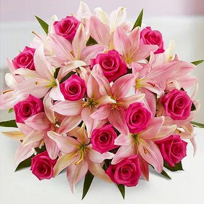 Magnificent Pink Rose & Lily Bouquet