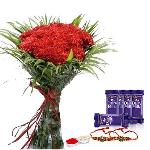 Carnations For Rakhi  - Rakhi & Dairy Milk Special